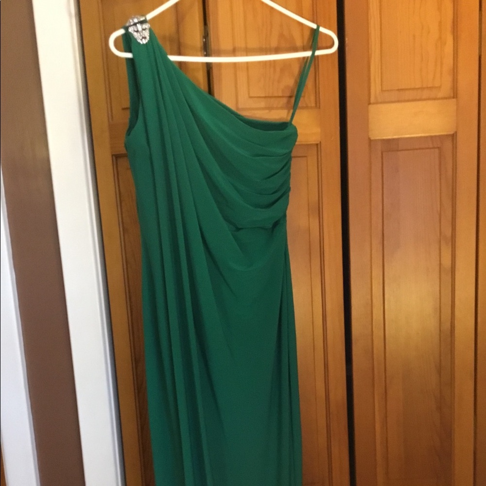 Ralph Lauren, long off the shoulder dress.